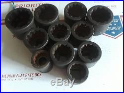 LOT OF 11 SNAP ON IMPACT SOCKET 3/4 DRIVE 12 POINT from 1 to 1-13/1 in U. S. A