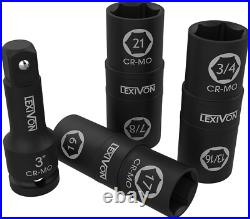 Lexivon 1/2 Impact sockets Set, 17 19 21mm Impact Lug nut Socket LX-111