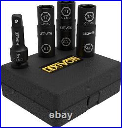Lexivon 1/2 Impact sockets Set, 17 19 21mm Impact Lug nut Socket LX-111