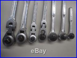 Lot of 7 Vintage Craftsman Ratchets USA Flex Head Quick Release Fine Tooth 1b