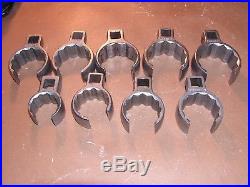 Lot of 9 Snap-On Crowfoot Flare Wrenches Steam Gas Hydraulic 1-1/8 thru 1-3/4