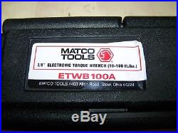 Matco 3/8 digital Electronic Torque Wrench ETWB100A 10-100FT-LBS