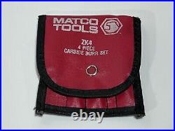 Matco Tools 4pc Carbide Burr Double Cut High Performance Set Model ZK4 with Case