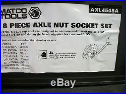 Matco Tools AXL4548A 1/2 Dr 6pt Metric 8 Piece Axle Nut Deep Socket Set 29-39mm