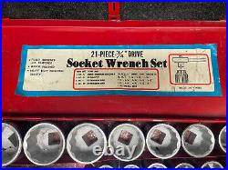 Michigan Industrial Tool 6 Point 21 Piece Socket Wrench Set, 3/4 Drive, 7/8-2