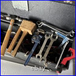 Mixed Lot Hand Tools + Tool box, Ball Pein, Spanners, Pipe Wrench, Pliers