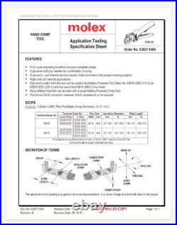 Molex CRIMP TOOL 638271400B Excellent condition