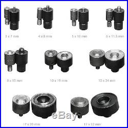 Pack of 9 different fixing tools dies for eyelets for use with hand press St05