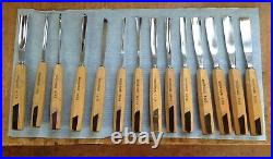 Pfeil wood carving chisels, set of 14 superb chisels, in a quality leather roll