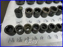Proto Impact Sockets 1 Inch Drive 6 Pt Sae 29pcs Snap-on, Armstrong, Williams Nos