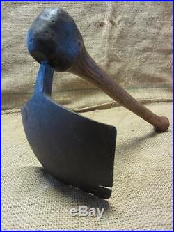 RARE Vintage Iron & Wood Scraper Hoe Antique Old Hand Carved Forged Tool 9387