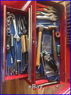 Red Tool Chest And Rolling Tool Cabinet With Assortment Of Tools