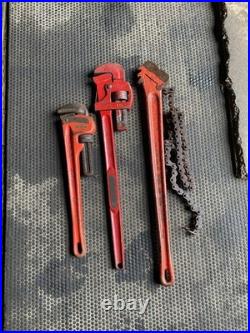 Ridgid & King Dick Tools 24 Chain Wrench 18 Stilsons & King Dick Pipe Wrench