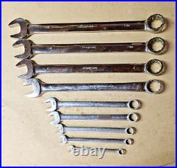 SNAP-ON 9pc 5/16 1-1/8 SAE Chrome Combination Wrench Set Read Desc