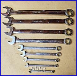 SNAP-ON 9pc 5/16 1-1/8 SAE Chrome Combination Wrench Set Read Desc