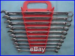 SNAP-ON EXTRA LONG METRIC COMBO WRENCH SET #OEXLM710B 10mm-19mm 10PC withRACK MINT