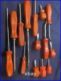 SNAP ON Lot Of 14 RED Hard Handle Screwdrivers Pry Bar