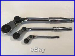 SNAP ON Multi Postion Indexing Swivel Head Ratchet Lot of 31/4-3/8-1/2FRE SHP