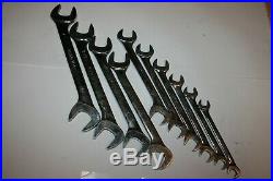 SNAP-ON TOOLS SAE Four-Way Angle Head Open End Wrench SET 10pc USA