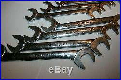 SNAP-ON TOOLS SAE Four-Way Angle Head Open End Wrench SET 10pc USA