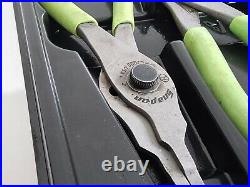 SNAP ON Tools CIRCLIP PLIERS Ring Clip Automotive SOFT GRIP Tray SET GREEN