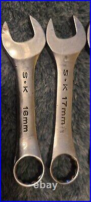 S-K Tools USA 88119-88111 Stubby Metric Wrench Set 19MM 11MM (8 Pcs) Vintage