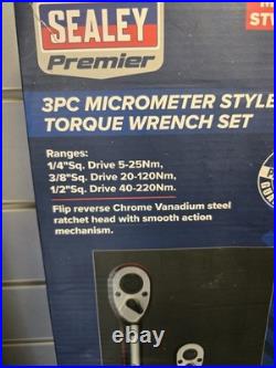 Sealey 3PC Micrometer Torque Wrench Set