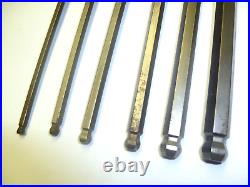 Set Of 6 Snap On Tool 3/8 Drive Long Ball Hex Socket 3/8 5/16 1/4 7/32 3/16 5/32