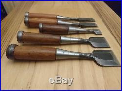 Set of 5 used Japanese bench chisels