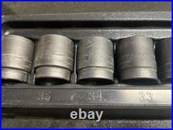 Snap On 10 pc 1/2 Drive 6-Point Metric Flank Drive Shallow Impact Socket Set
