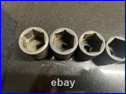 Snap On 10 pc 1/2 Drive 6-Point Metric Flank Drive Shallow Impact Socket Set