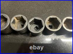 Snap On 10 pc 1/2 Drive 6-Point Metric Flank Drive Shallow Impact Socket Set