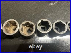 Snap On 10 pc 1/2 Drive 6-Point Metric Flank Drive Shallow Impact Socket Set
