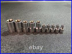Snap On 10 pc Combination Drive TORX Shallow Socket Set (E4-E18) 210AFLEY