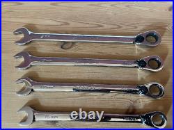 Snap-On, 10 piece, ratcheting spanner set, size 8 19mm, made in the USA used Snap-On, 10 piece, ratcheting spanner set, size 8 19mm, made in the USA used