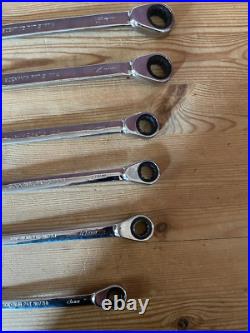Snap-On, 10 piece, ratcheting spanner set, size 8 19mm, made in the USA used Snap-On, 10 piece, ratcheting spanner set, size 8 19mm, made in the USA used