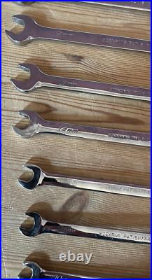 Snap-On, 10 piece, ratcheting spanner set, size 8 19mm, made in the USA used Snap-On, 10 piece, ratcheting spanner set, size 8 19mm, made in the USA used