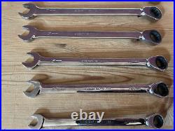 Snap-On, 10 piece, ratcheting spanner set, size 8 19mm, made in the USA used Snap-On, 10 piece, ratcheting spanner set, size 8 19mm, made in the USA used