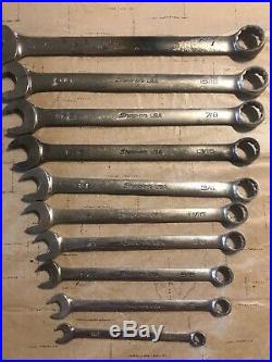 Snap On 11 Pc Sae Flank Drive Plus Soex Combination Wrench Set 3/8 To 1