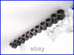 Snap On 11pc 1/2 Drive 6pt Sae Flank Drive Shallow Impact Socket 3/8-1 7159