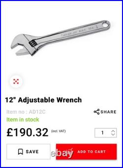 Snap On 12 Adjustable Wrench AD12