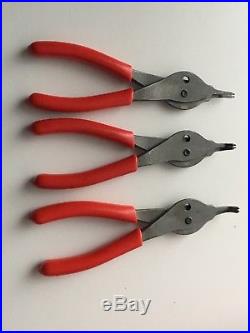 Snap On 12 Piece Retaining Ring Pliers And Case Convertible Very Nice Condition