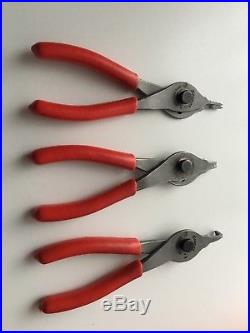 Snap On 12 Piece Retaining Ring Pliers And Case Convertible Very Nice Condition