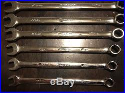 Snap-On 13 Piece Metric 6 Point Combination Wrench Set from 7 mm -19 mm OSHM713