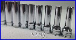 Snap-On 14 pc 3/8 Drive 6-Point SAE Deep Socket Set 1/4- 1 SFS081-SFS321-READ