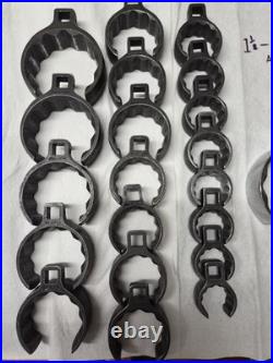 Snap On 1/2 Drive 12-Point SAE Flank Drive Deep Flare Nut Crowfoot Wrench Set