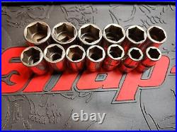 Snap On 1/2 Drive 6 Point Flank Drive Shallow Socket Set 12-24mm