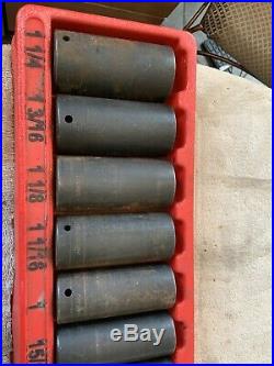 Snap On 1/2 Drive Impact Deep Socket Set. 6 Point, Sae, Some Surface Rust