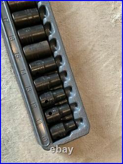 Snap On 1/2 Drive Shallow Impact Socket Set, 15pc, 6 Point, 10-24, Some Rust