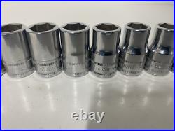 Snap On 1/2 Flank Drive Shallow Socket Set 10-19mm 6 Point Metric